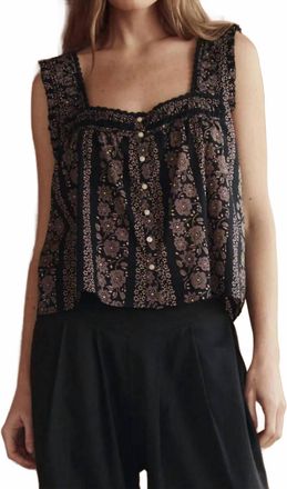 The Great. Victorian Pleat Tank Top In Black/cream
