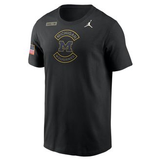 Nike Jordan Mens Michigan Military Appreciation Jordan Brand Dri-FIT College T-Shirt in Black | 0JET00AMWN-5MV