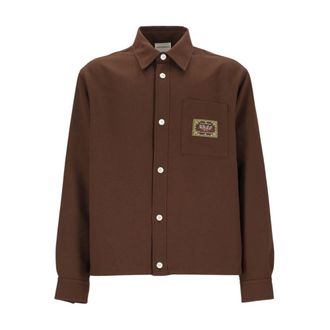 Dr&ocirc;le de Monsieur Shirt met elastische zoom - Heren - Overhemden - Bruin - Maat: L Poliester