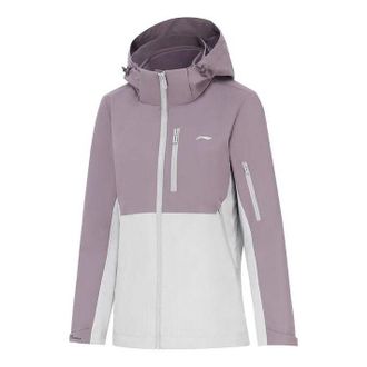 Li-Ning (WMNS) Li-Ning Color Block 3-in-1 Polar Fleece Hooded Windbreaker Mauve White AWBT014-2