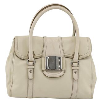 Ferragamo Vintage Leather White Leather Handbag (Pre-Owned)