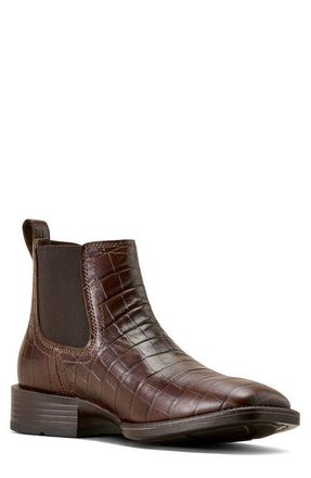 Ariat Booker Wide Square Toe Western Chelsea Boot in Brown at Nordstrom, Size 10.5