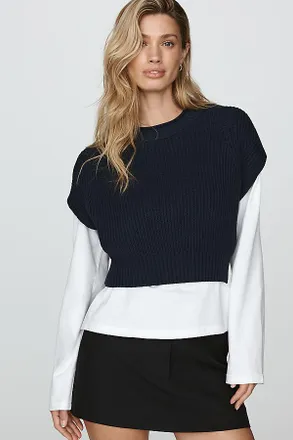 Pilcro Roll Neck Twofer Top