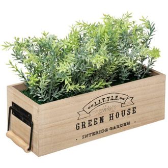Atmosphera Atmosphera - Fioriera artificiale house in legno h24,5 cm cr&eacute;ateur dint&eacute;rieur