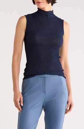 Theory Funnel Neck Texture Tank in Navy at Nordstrom Rack, Size Petite/small
