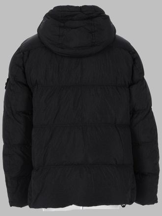 Stone Island Crinkle-Effect Puffer Down Jacket - Black