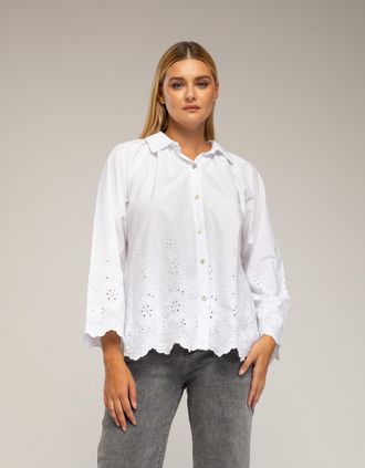 Tantra Oversized blouse met borduurwerk op de mouwen