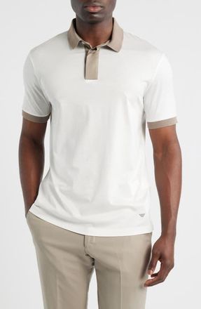 Emporio Armani Contrast Collar Polo in White Multi at Nordstrom, Size Xx-Large