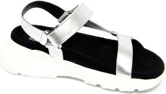 Hogan Zilveren Leren Sandaal - Dames - Sandalen - Grijs - 35 EU - Schoenen