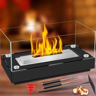 OEM Chimenea De Bioetanol De Sobremesa, Para Uso Interior Y Exterior, Decorativa Con Cristal De 4 Lados, Ideal Como Regalo Para Amigos Y Familiares - Colo