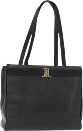 Ferragamo Pre-owned Tote Bag - Dames - Vintage Shopper - Blauw - ONE Size - Leer - Vintage