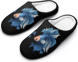Generic Be A Betta Fish Mens House Slippers Memory Foam Washable Cotton Slip on Home Shoes