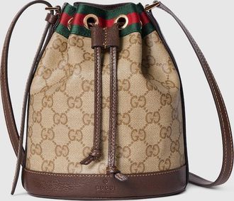 Gucci Mini Bucket Bag With Web, Beige, GG Canvas