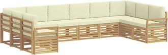 vidaXL Conjunto De Sof&aacute;s De Exterior 10 Uds. Blanco Y Crema Poli&eacute;ster Vidaxl
