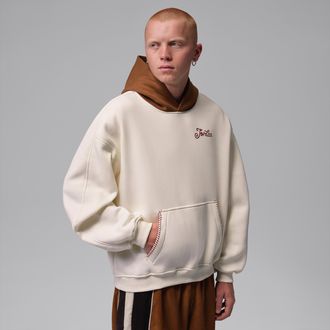 Nike Jordan Mens Jordan Brooklyn Fleece Oversized Pullover Hoodie in Brown | IV4902-047