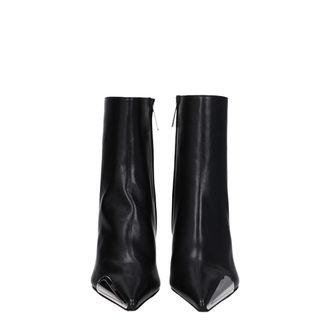 Off-white Leather Pointy-Toe Ankle Boot - Black