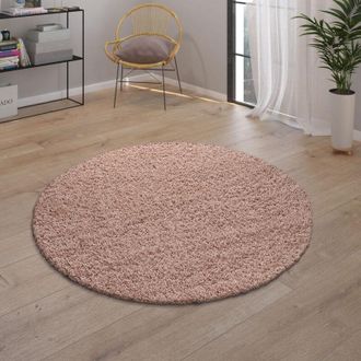 Paco Home Paco Home Alfombra Sal&oacute;n Pelo Largo Shaggy Moderna Monocolor Rosa &Oslash; 160 Cm Redon
