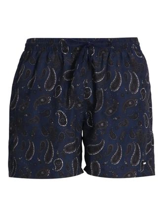 BOSS Zwembroek met paisley-print en trekkoord - Blauw