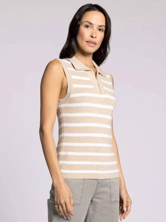 Thread & Supply Bella Sweater Vest In Khaki/white