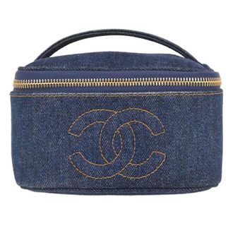 Chanel Vintage Cc Vanity Case Denim Blue Denim_Jeans Handbag (Pre-Owned)