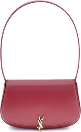 Saint Laurent Stijlvolle Schoudertas van Kalfsleer met Applique - Dames - Handtassen - Rood - ONE Size - Leer - Tassen