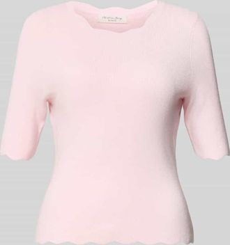 Christian Berg Strickshirt aus Viskose-Mix mit R&uuml;schenkragen in Hellrosa, Gr&ouml;&szlig;e XXL