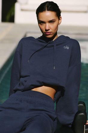 Alo | Accolade Hoodie in Navy Blue, Size: Medium