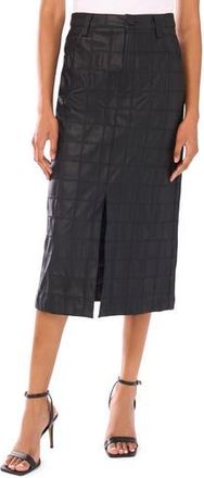 Halogen Windowpane Textured Faux Leather Skirt in Rich Black at Nordstrom Rack, Size 10