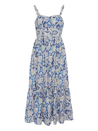 Ulla Johnson floral-pattern midi dress - women - Cotton/Viscose - 8 - Blue
