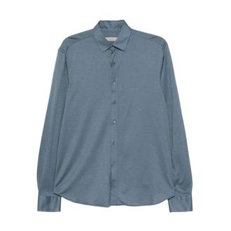Canali Overhemden, Heren, Blauw, XL, Katoen, Sportshirt