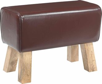 vidaXL Banco 60 X 30 X 45 Cm Cuero Real Marr&oacute;n Oscuro Vidaxl