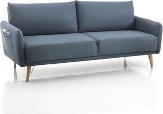 Oresteluchetta Sof&aacute; cama 3 plazas piel sint&eacute;tica azul 86x210x86 cm