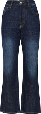 Philipp Plein Denim Broek Loose Fit Iconic Plein - Dames - Cropped Jeans - Blauw - W27 - Denim - Jeans