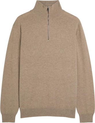 Begg x Co Heriot Quarter-zip Cashmere Jumper - Brown - XL