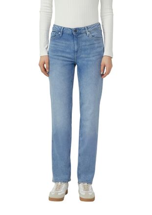 s.Oliver Straight-Jeans S.OLIVER, Damen, Gr. 38, L&auml;nge 30, mid blau used, Denim/Jeans, Obermaterial: 76% Baumwolle, 23% Polyester, 1% Elasthan, regular fit nor