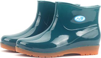 Generic Womens Low Heel Rain Boots Comfortable Round Toe Casual Outdoor Walking Footwear for Wet Weather (Green, 6.5)