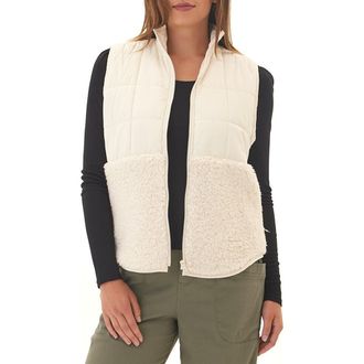 Threads 4 Thought Janey Faux Shearling Mixed Media Puffer Vest in Tapioca at Nordstrom, Size Medium