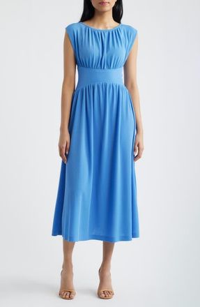 Anne Klein Pebble Shirred Midi Dress in Seaport at Nordstrom, Size 14