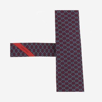 Ferragamo Silk Geometric Jacquard Necktie - Navy