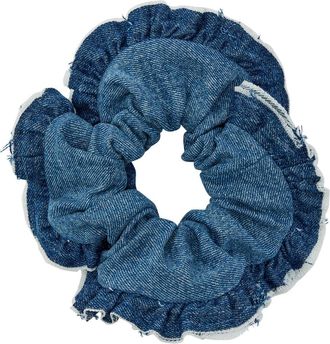 Ganni Logo-embroidered Denim Scrunchie - One Size