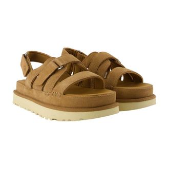 UGG Womens Goldenstar Gleam Sandals Brown Calfskin