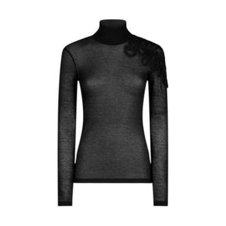 Dondup Turtleneck met Applicaties - Dames - Longsleeves - Zwart - L - Tops