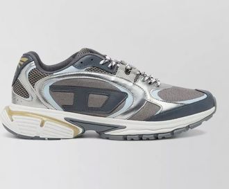 Diesel mesh and metallic leather low-top sneakers