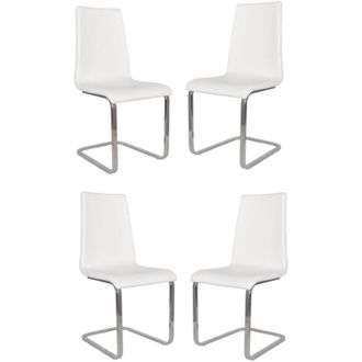 Tommychairs Tommychairs 4 Berlin chairs steel legs, wood seat and white faux leather
