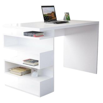 Dmora Escritorio Kate, Un Estante, Color Blanco, Material Tabl&oacute;n Aglomerado, 120x60x75h Cm Blanco