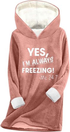Generic Yes Im Always Freezing Sweatshirts for Women Sherpa Hoodies Trendy Fleece Lined Jumper Long Sleeve Fuzzy Cozy Sweatshirt Winter Casual Warm Sweater Pu