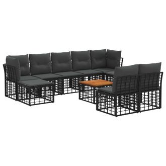 vidaXL Conjunto De Sof&aacute;s De Exterior 10 Pcs Negro Y Gris Oscuro Vidaxl