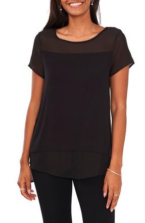 Chaus Mixed Media Blouse in Black at Nordstrom, Size X-Small