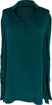 Max Mara V-neck Blouse in Green Cotton