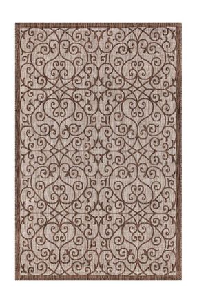 Jonathan Y Designs Madrid Vintage Filigree Textured Weave Indoor/Outdoor Area Rug in Taupe/espresso at Nordstrom, Size 5Ft 0In X 8Ft 0In